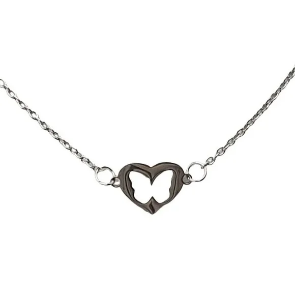 Mother Daughter Butterfly Duo Necklaces Silver Stainless Steel - Picture 4 of 8